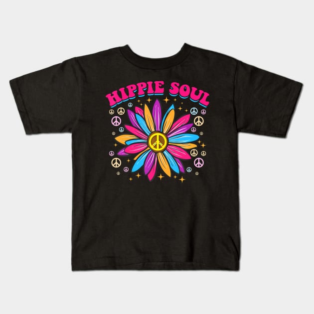 Daisy Peace Sign Hippie Soul Cute Daisy Lover Gifts Kids T-Shirt by mccloysitarh